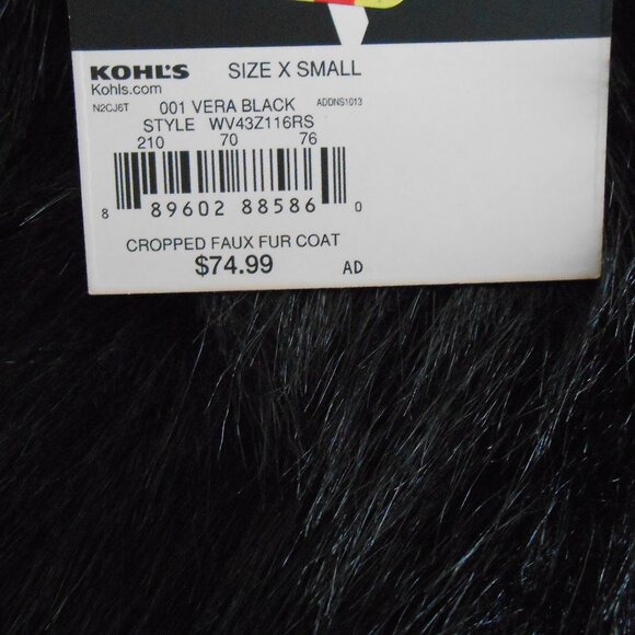 FAUX FUR COAT BY VERA WANG-BLACK-WOMEN'S SIZE XS-NEW WITH TAGS - Picture 4 of 6